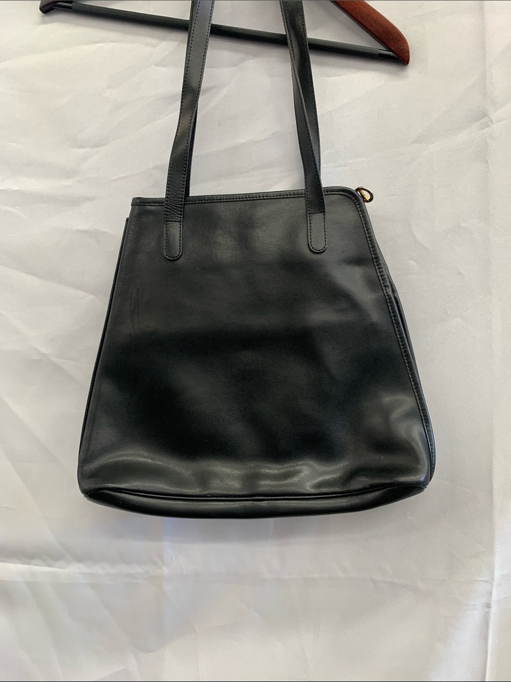 Longchamp Black Leather Shoulder Tote